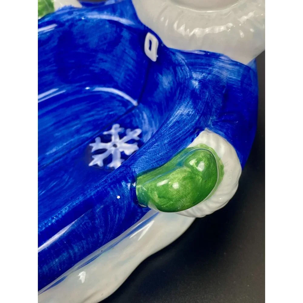 Blizzard Cooks Club Snowflake candy dish,‎ 1998, Christmas blue bear Dish
